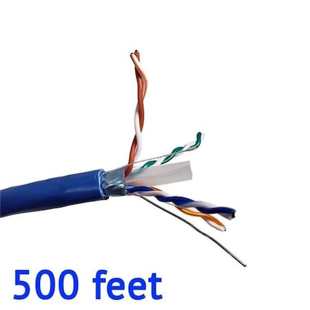Micro Connectors Micro Connectors TR4-560SHBL-500 500 ft. Solid Shielded STP CAT6 Bulk Ethernet Cable - Blue TR4-560SHBL-500